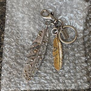 Coach RARE  Metallic Feather Keychain